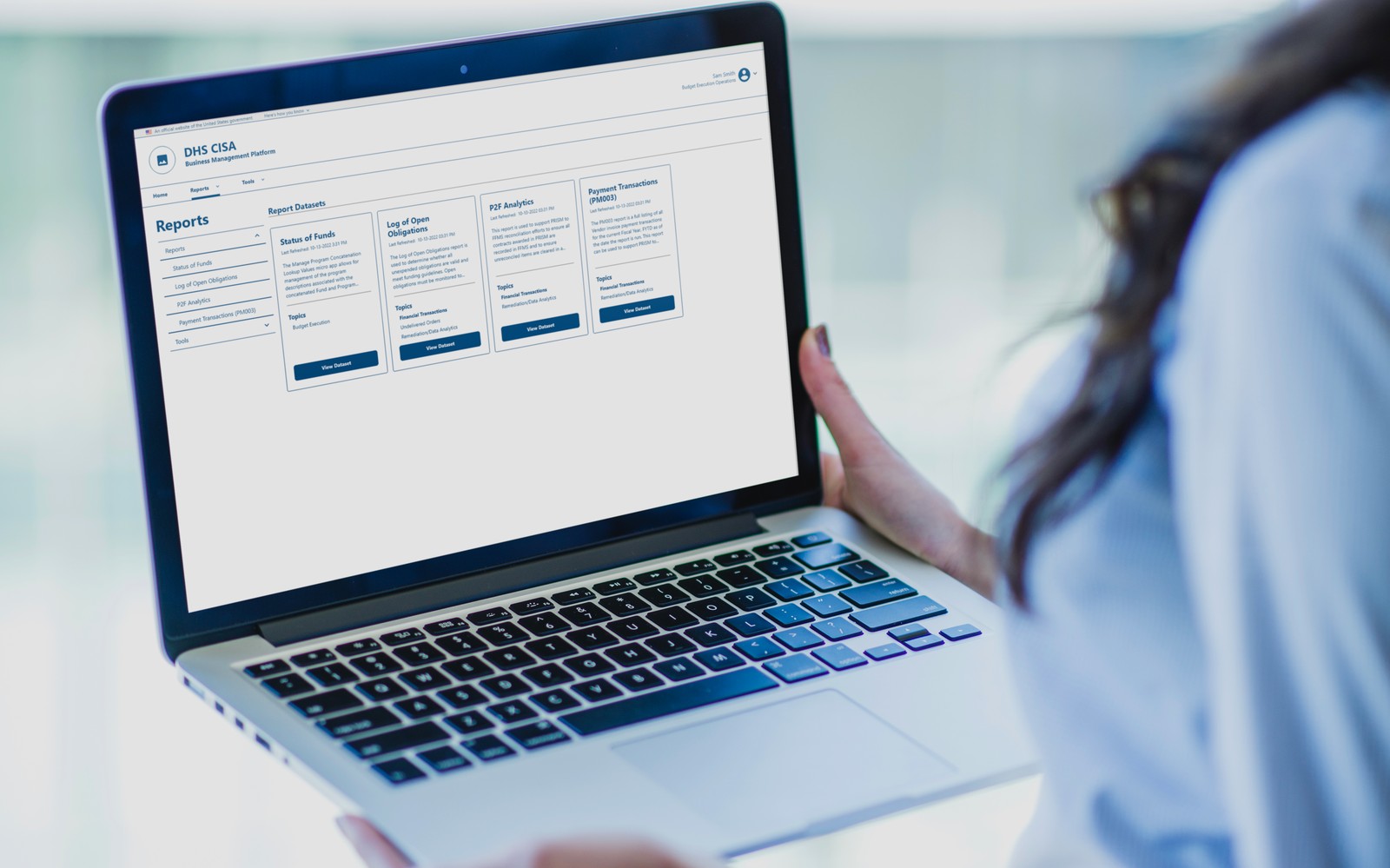 DHS CISA Business Management Platform on a laptop