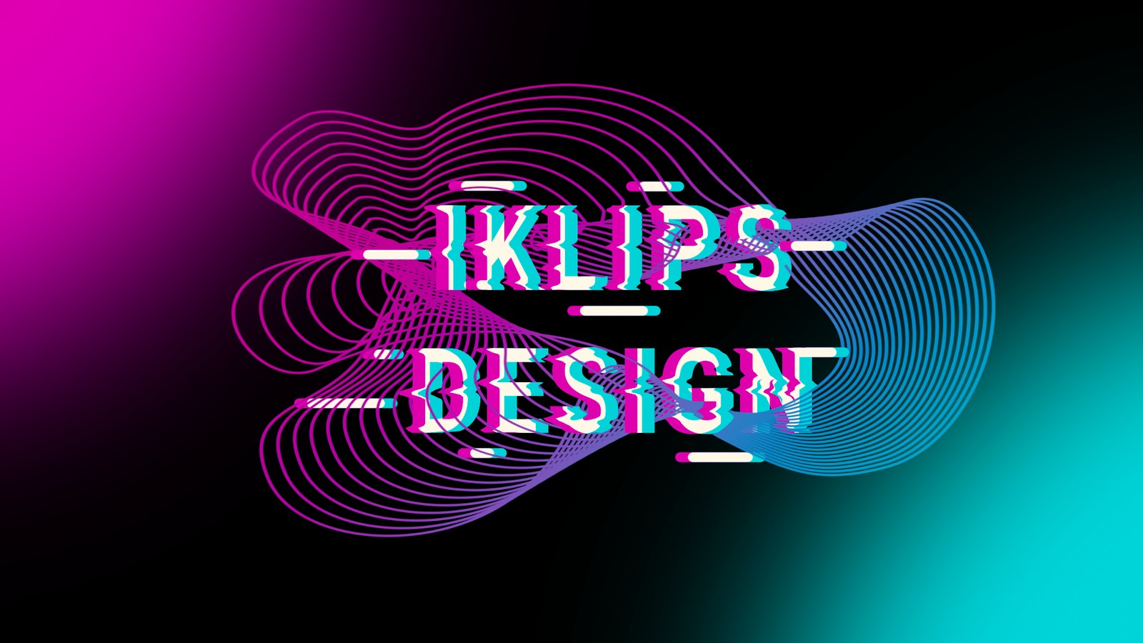 IKLIPS Design glitch typography with neon wave lines
