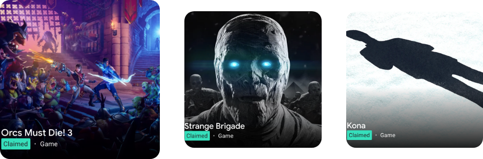QuickView — horizontal game library showing many titles in one screen