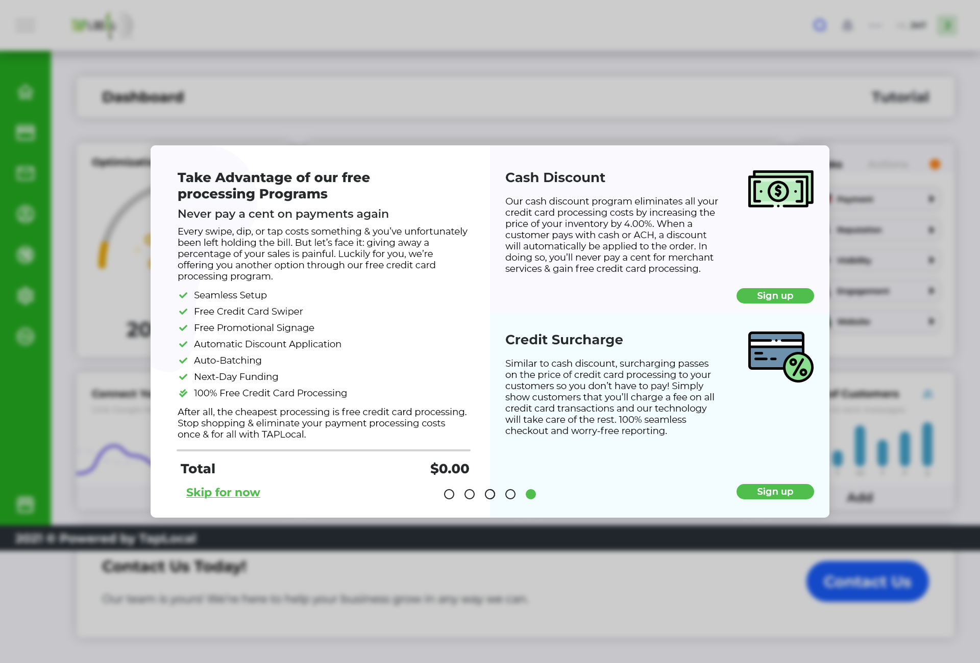 Free processing programs: cash discount and credit surcharge options