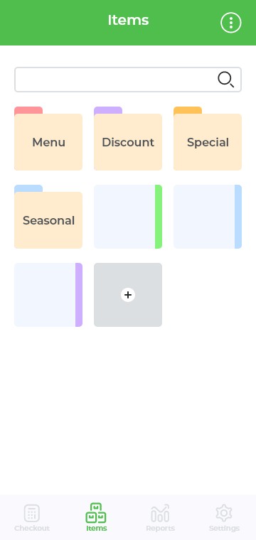 POS inventory items screen