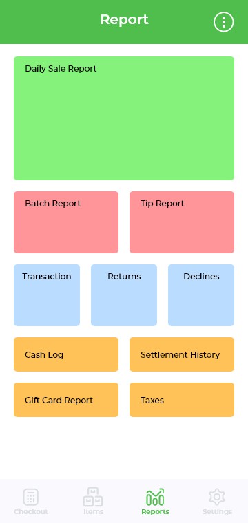 POS sales report screen