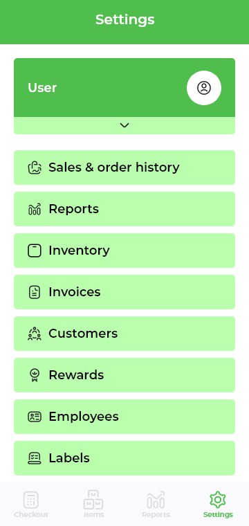 POS settings screen