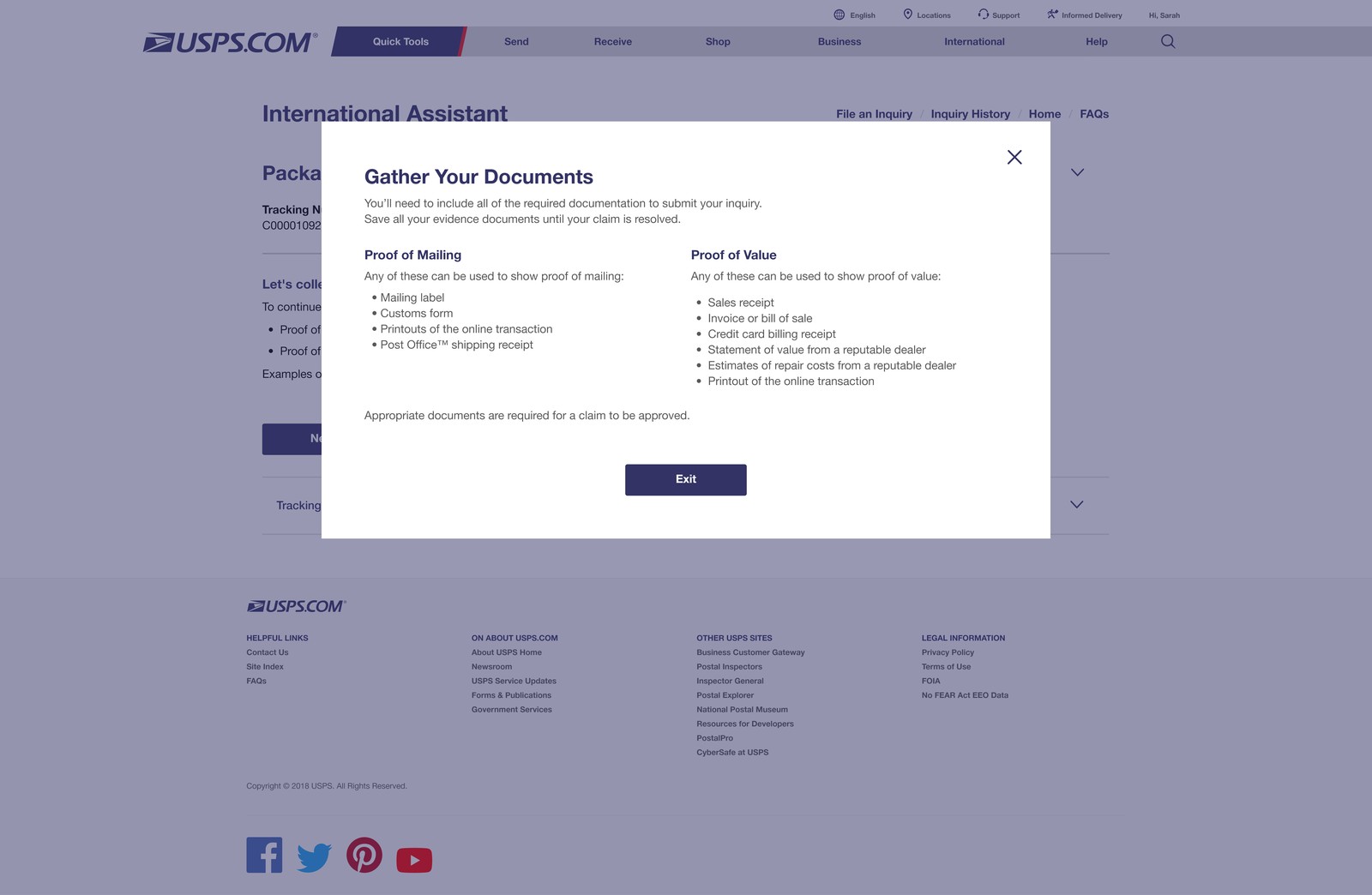 Gather Your Documents step showing only the documents relevant to the inquiry