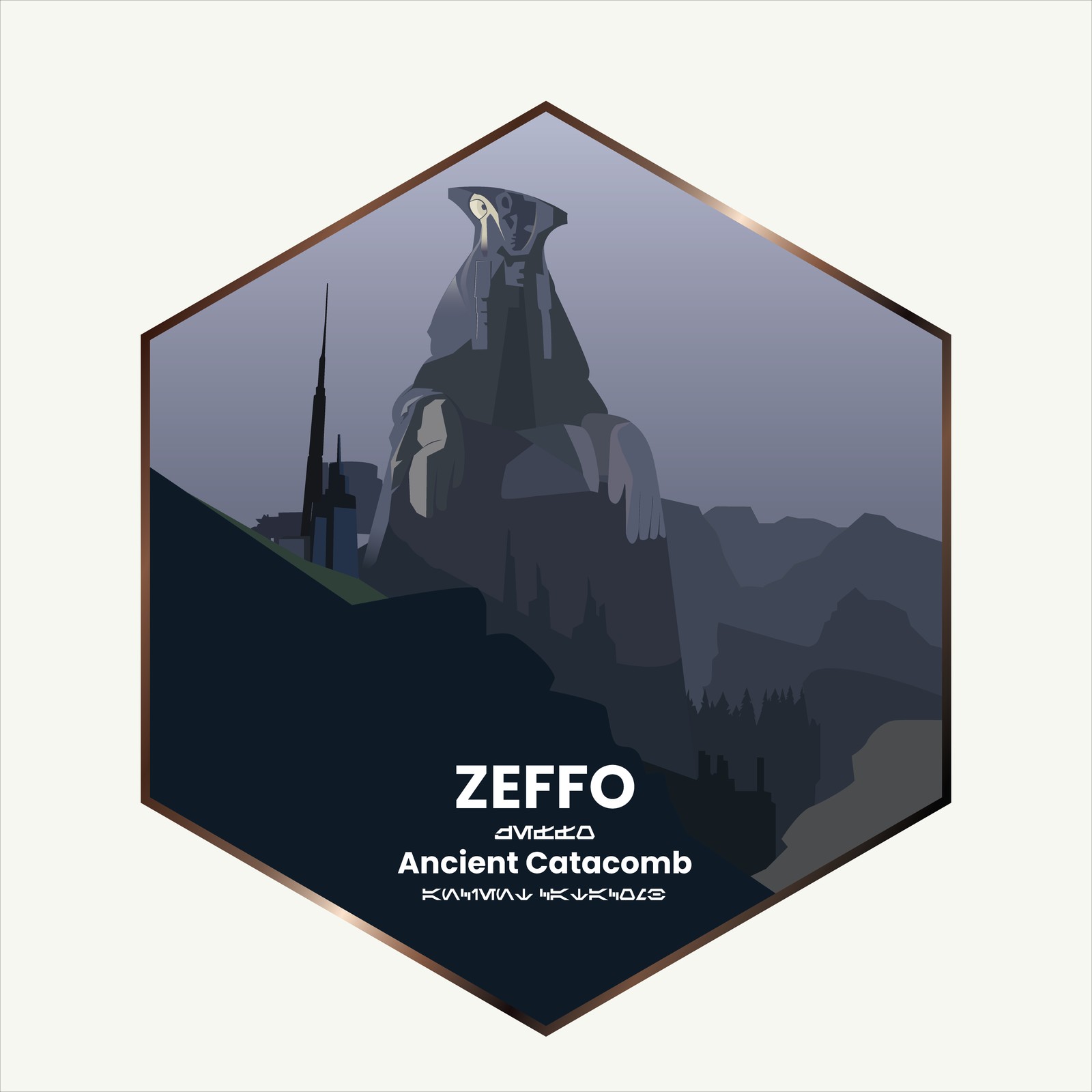 Zeffo Ancient Catacomb hexagonal travel badge illustration